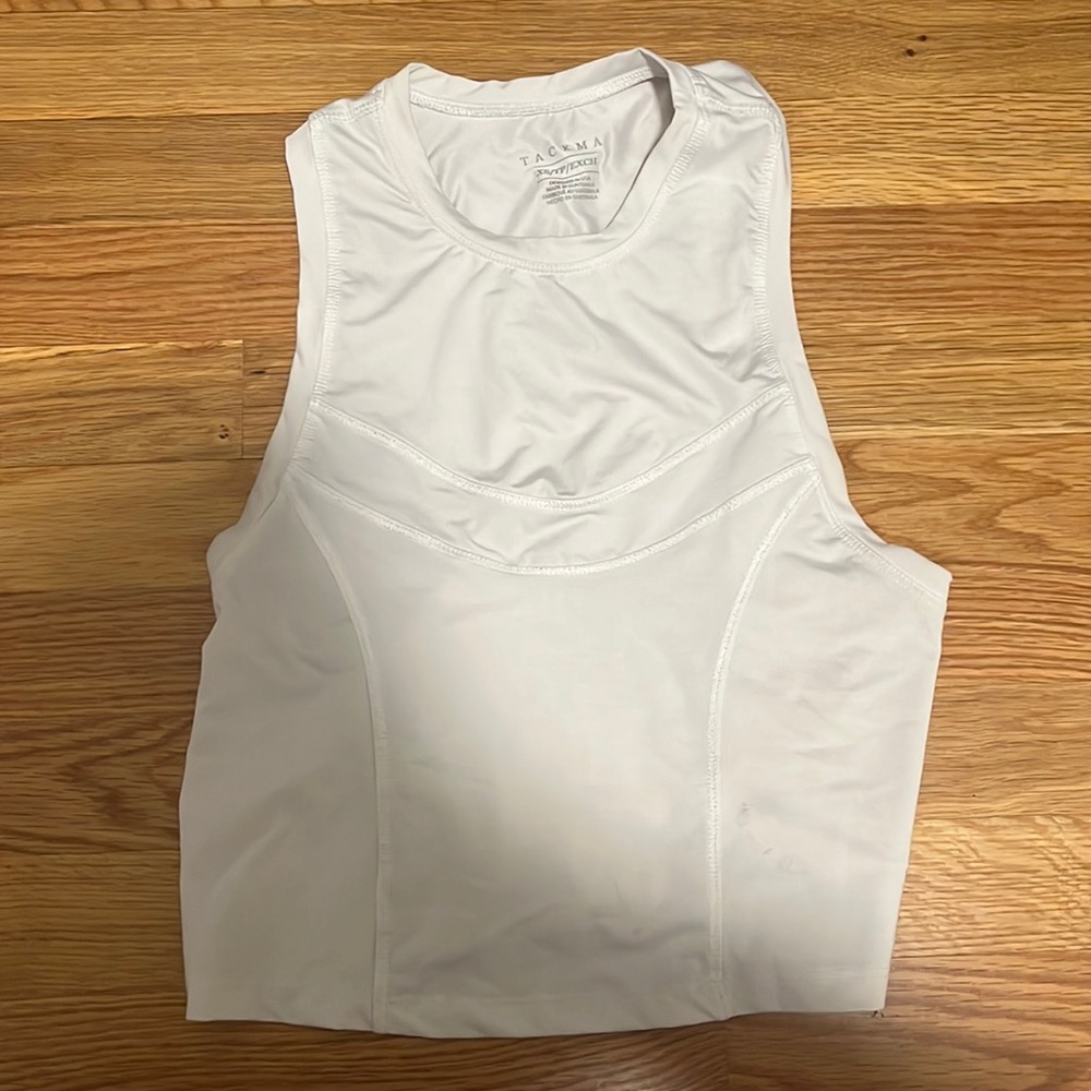 High neck cropped athletic halter tank